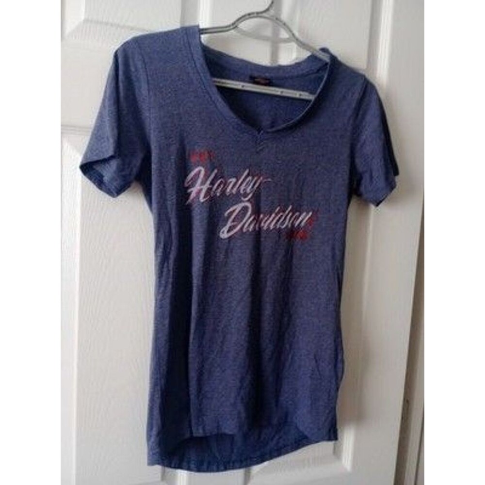 Harley Davidson Women's XS Shirt Blue Sturgis South Dakota V neck cotton/poly